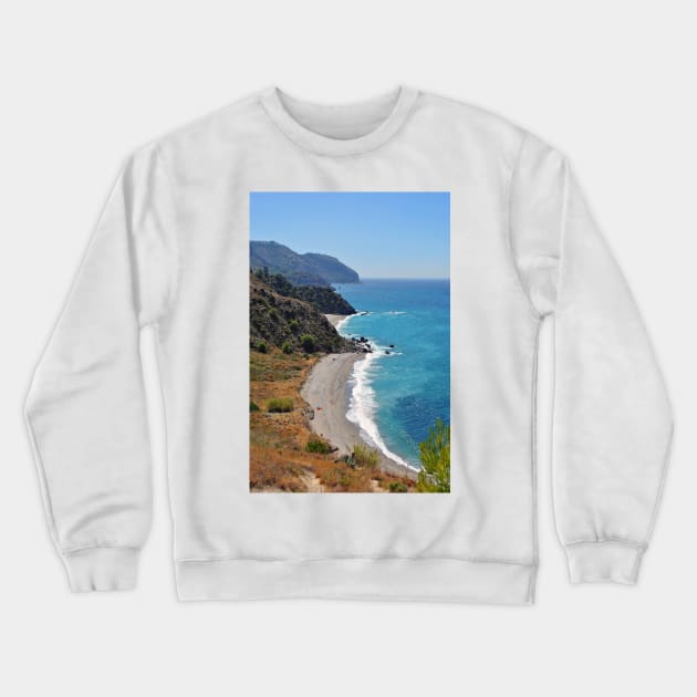 Alberquillas Beach Costa Del Sol Spain Crewneck Sweatshirt by AndyEvansPhotos